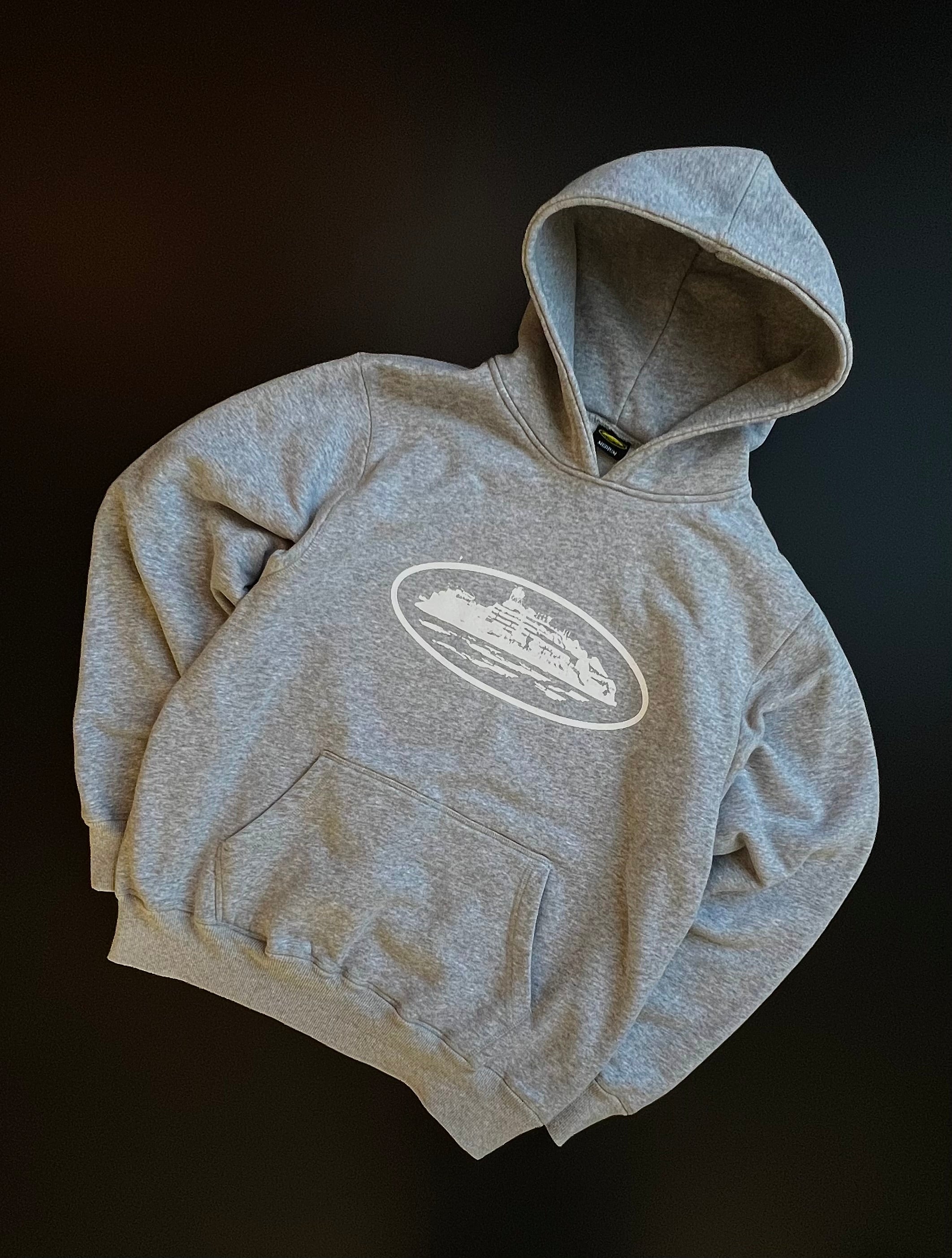 Corteiz Hoodie | Grey Melange | Alcatraz Logo | Oversized | M / L