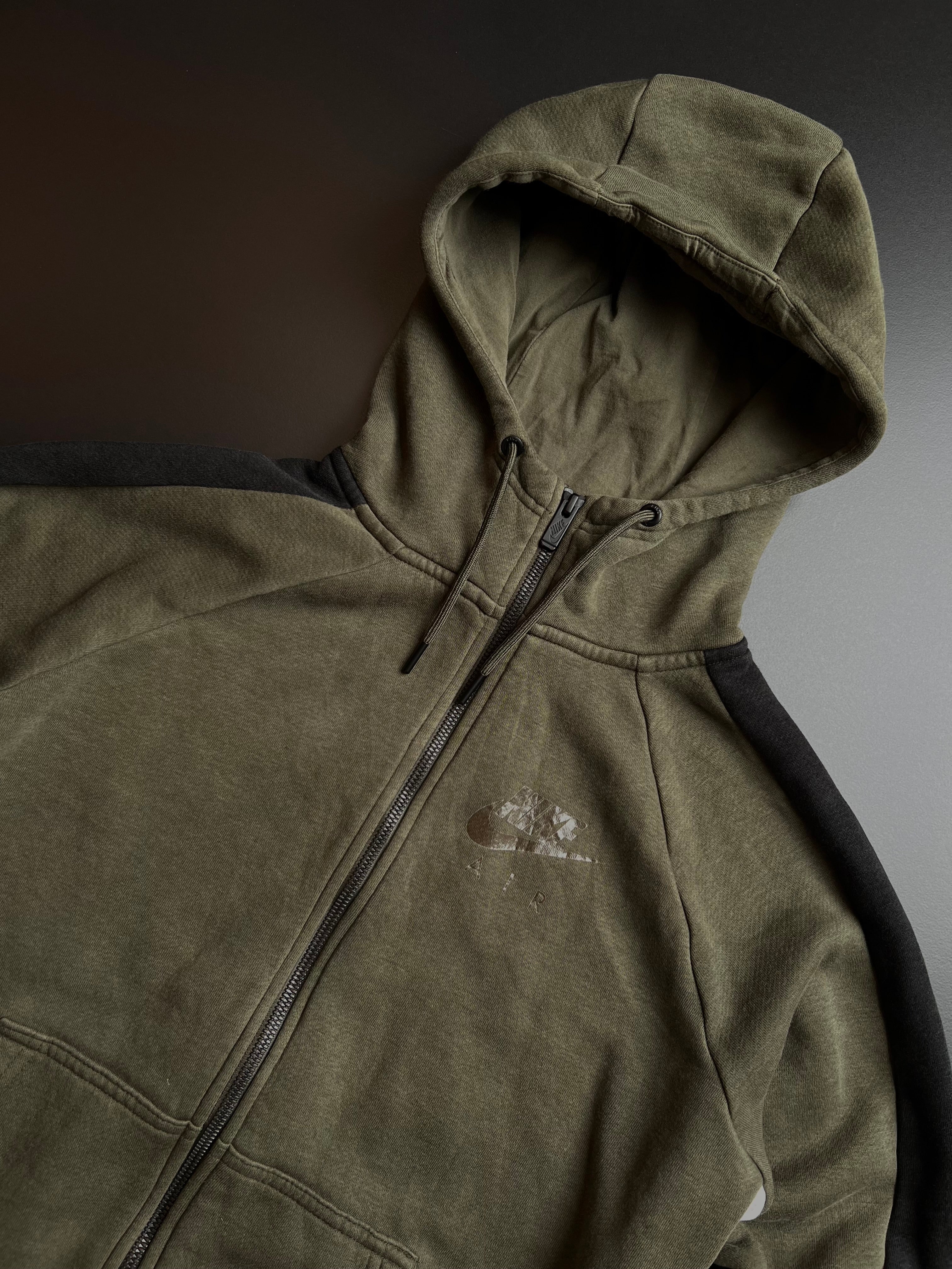 Nike Air Zip Hoodie | Khaki Black Colorblock | M