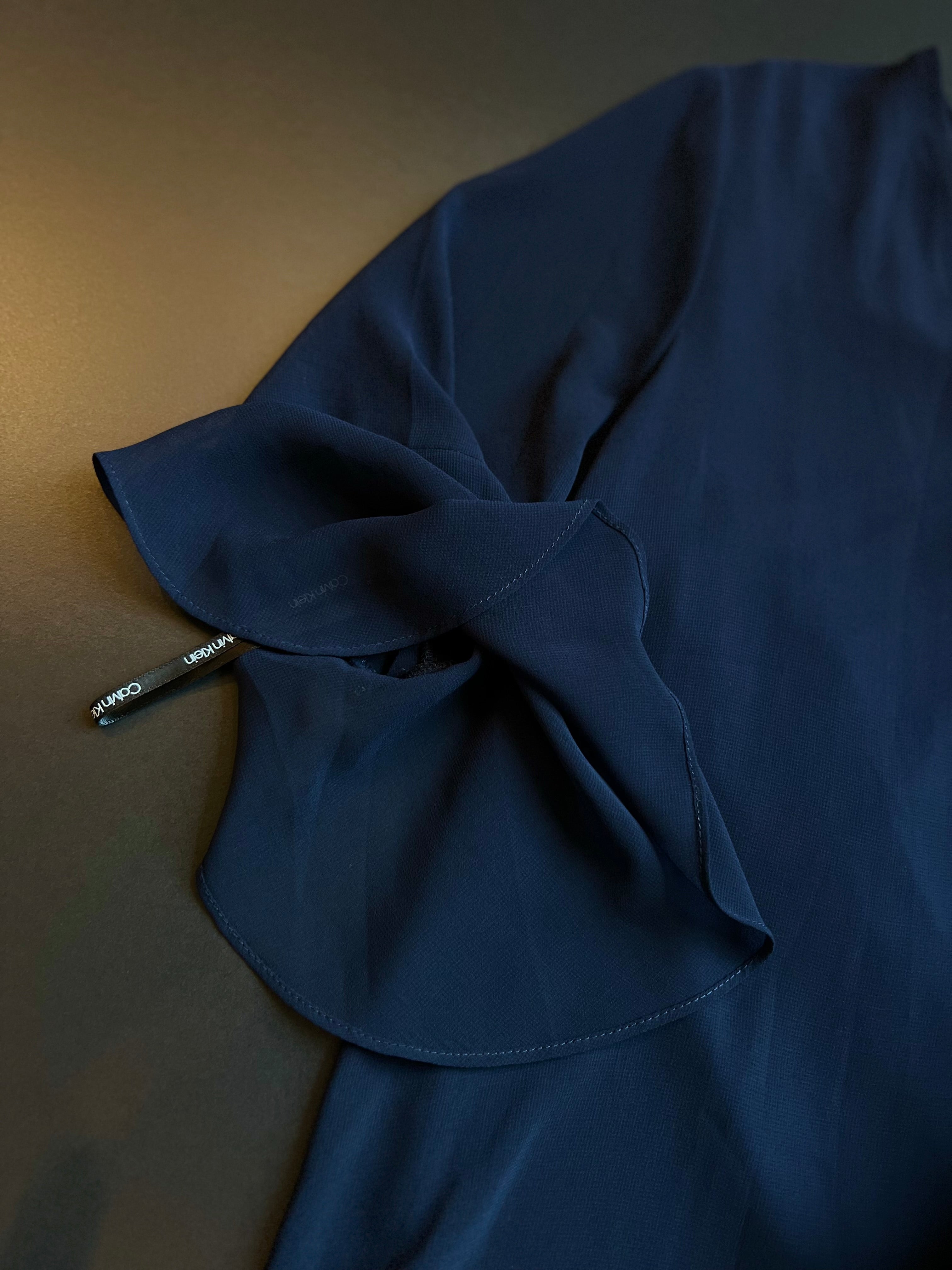 Calvin Klein Chiffon Blouse | Dark Blue | V-Neck | XL