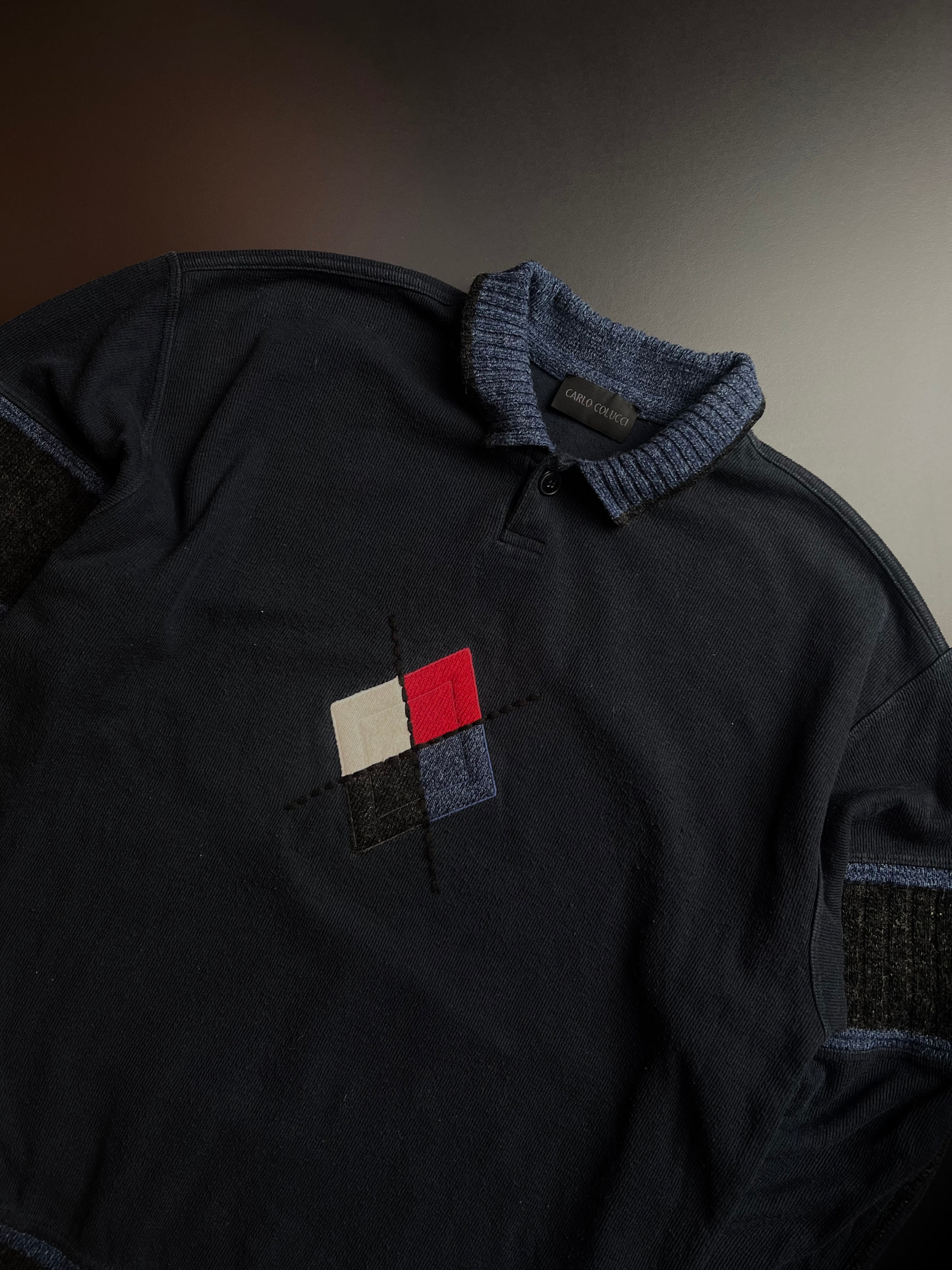 Carlo Colucci Vintage Knit Sweater | Navy | XL / L | 90s