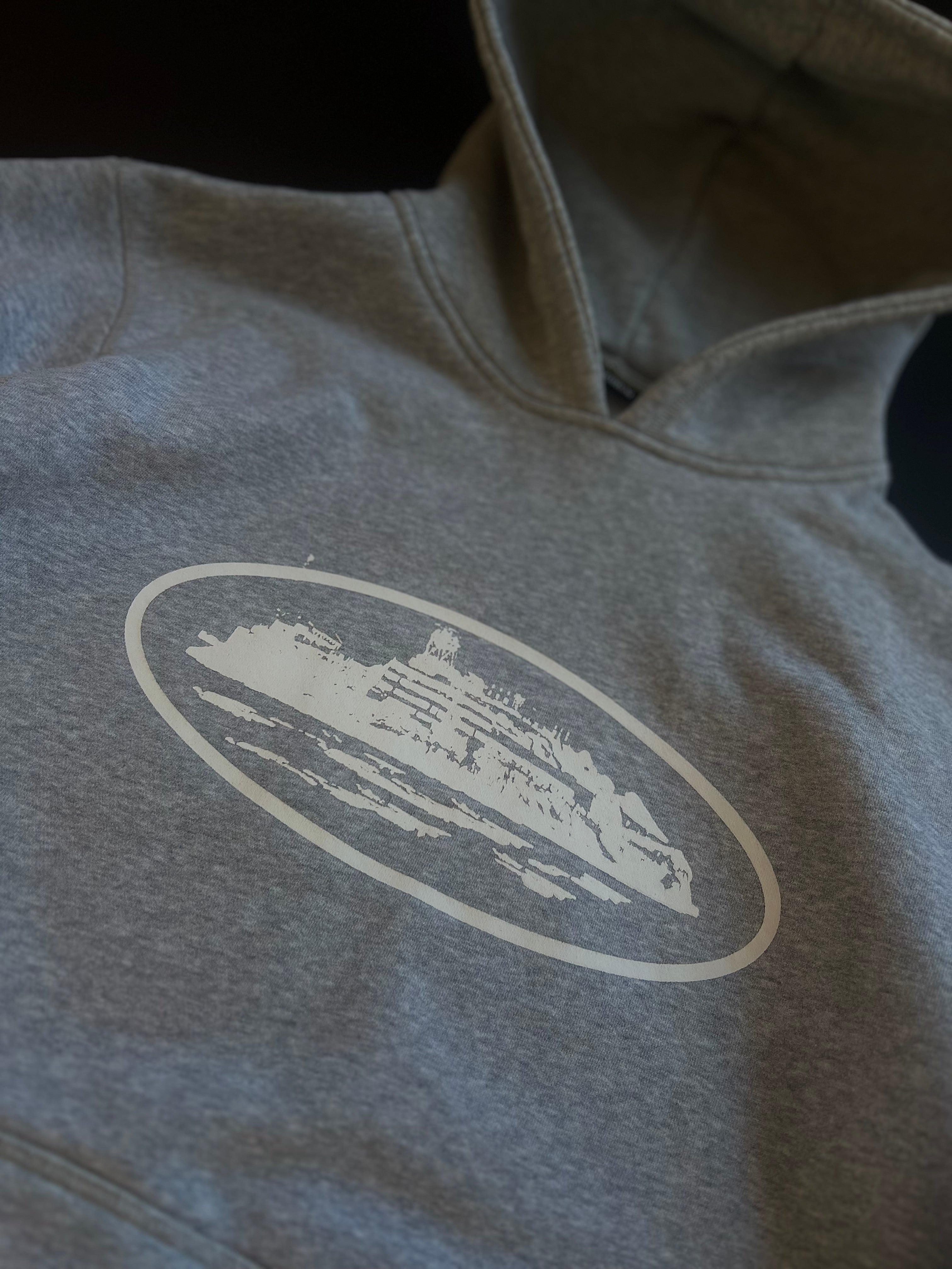 Corteiz Hoodie | Grey Melange | Alcatraz Logo | Oversized | M / L