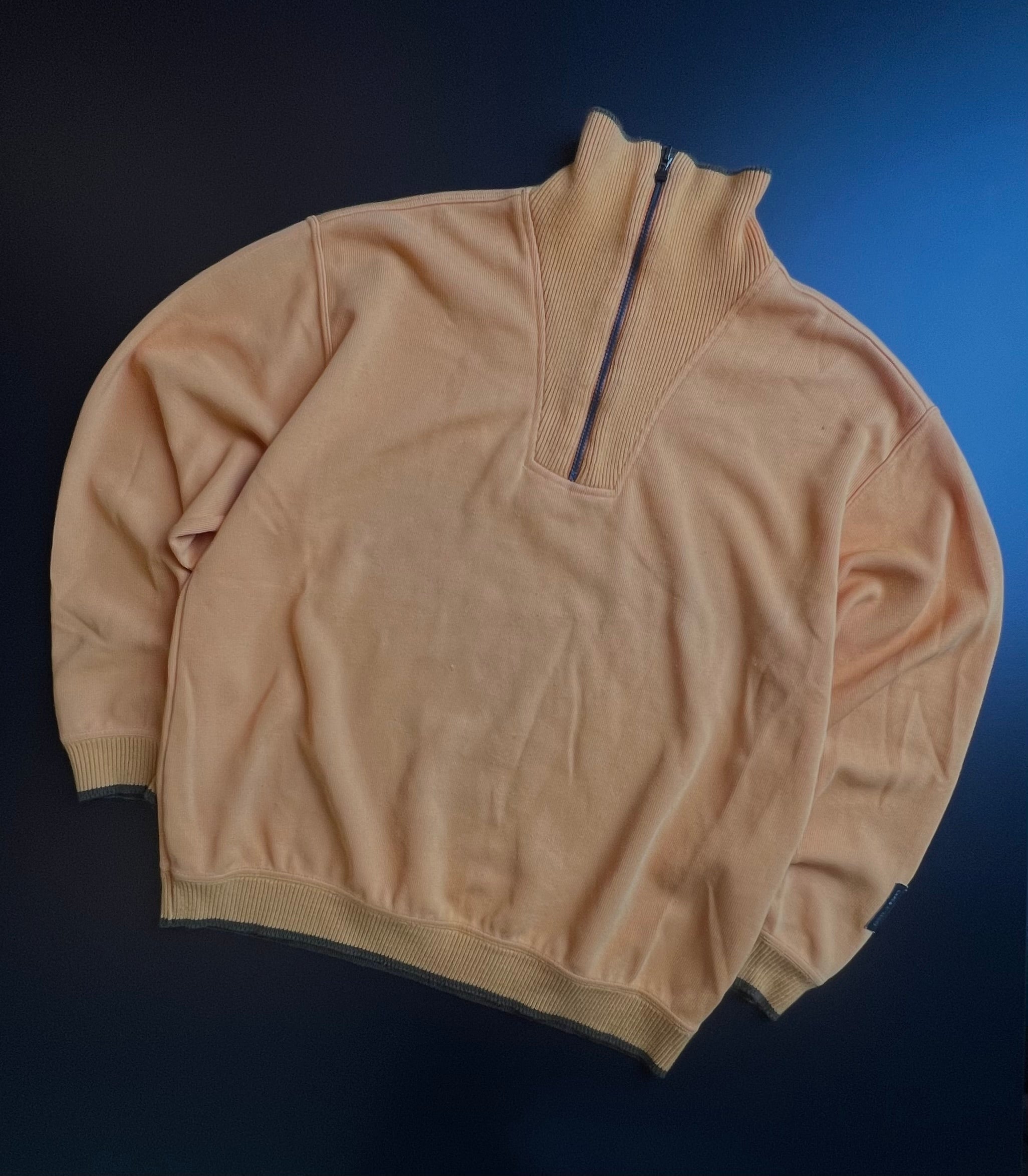 Carlo Colucci Vintage Sweater | Orange Khaki | Half Zip | L | 90s