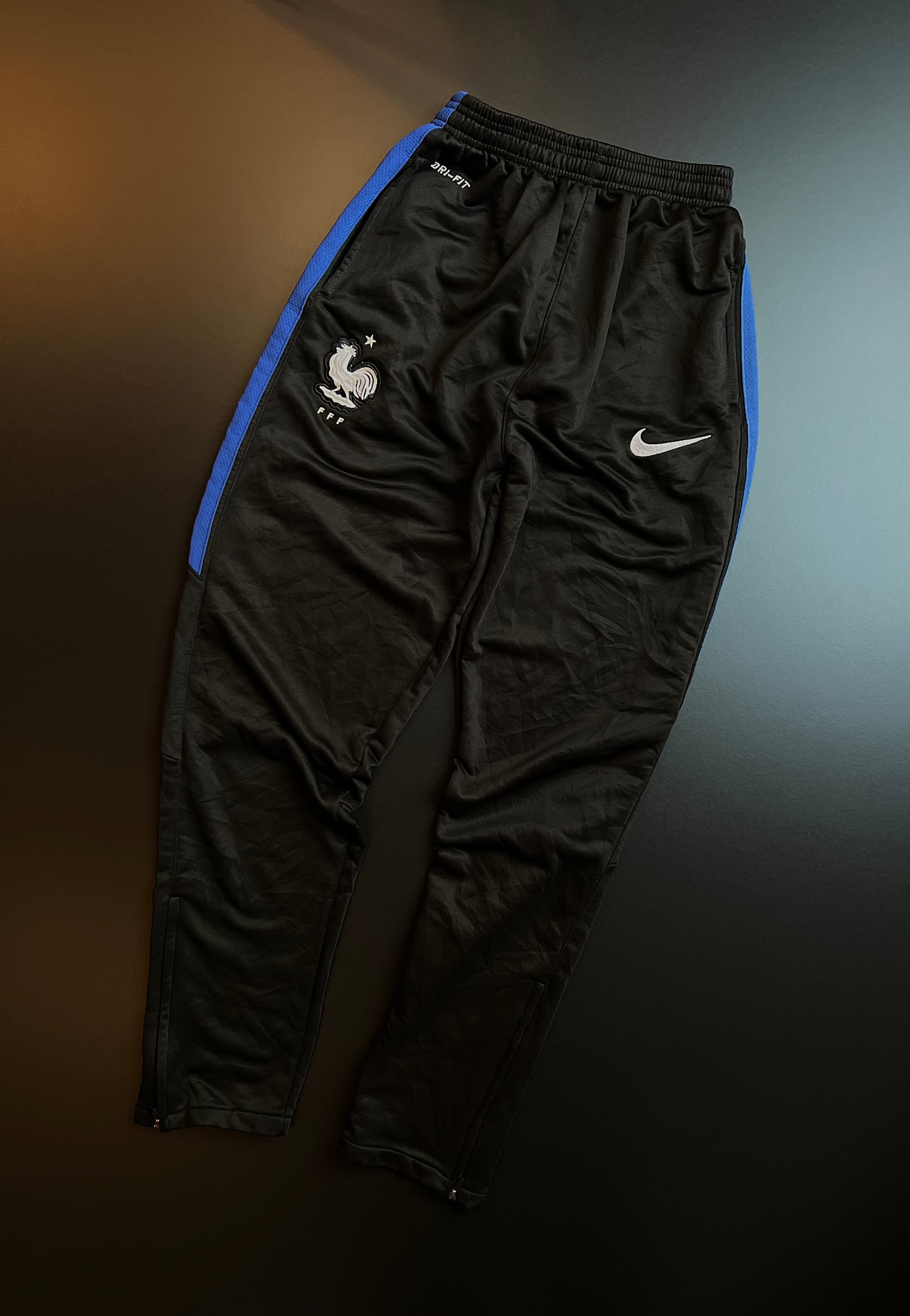 Nike Dri-Fit Training Trousers | Black Blue | FFF France | S / M | Rare