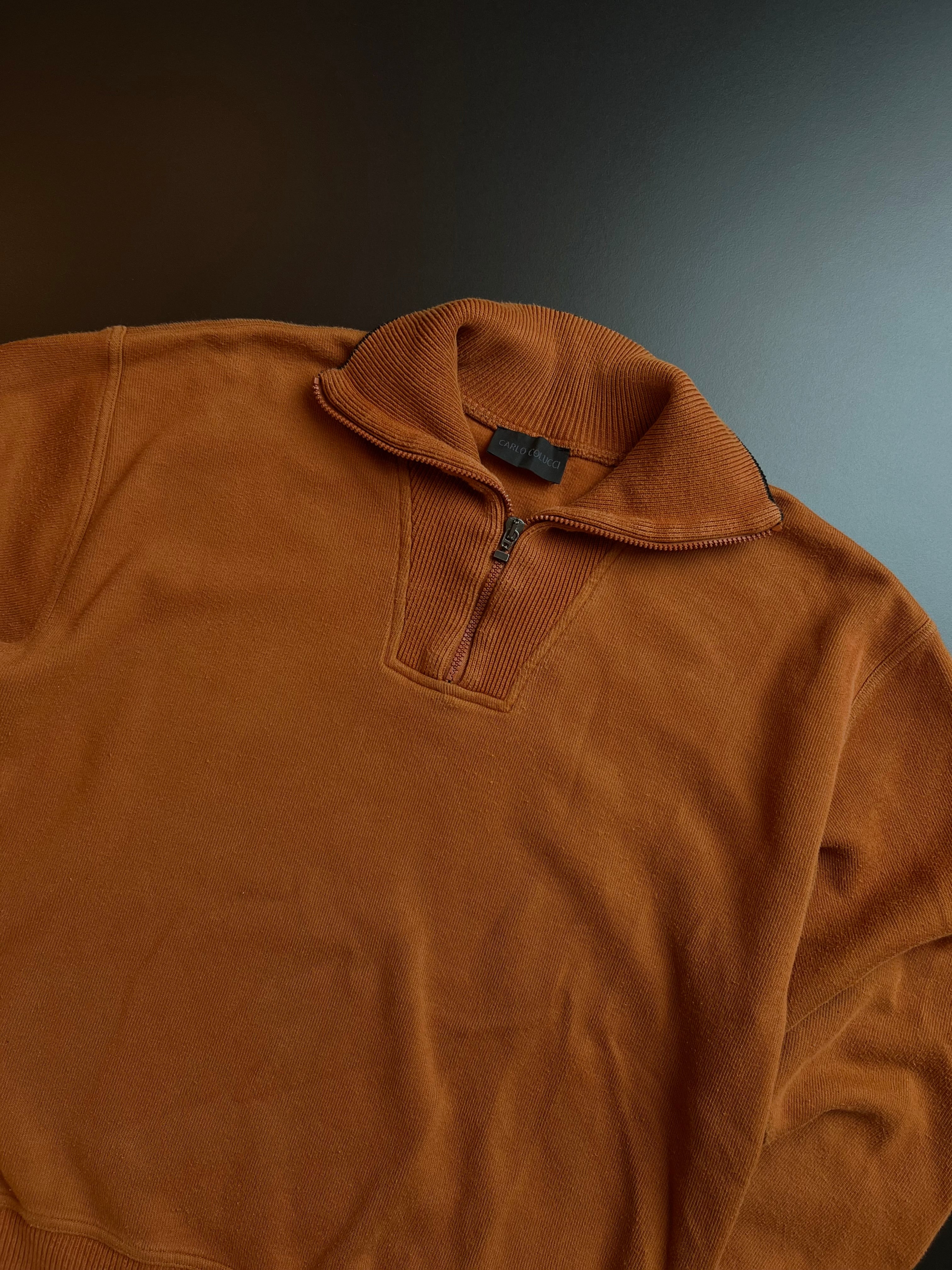Carlo Colucci Vintage Sweater | Rust Brown | Half Zip | L | 90s