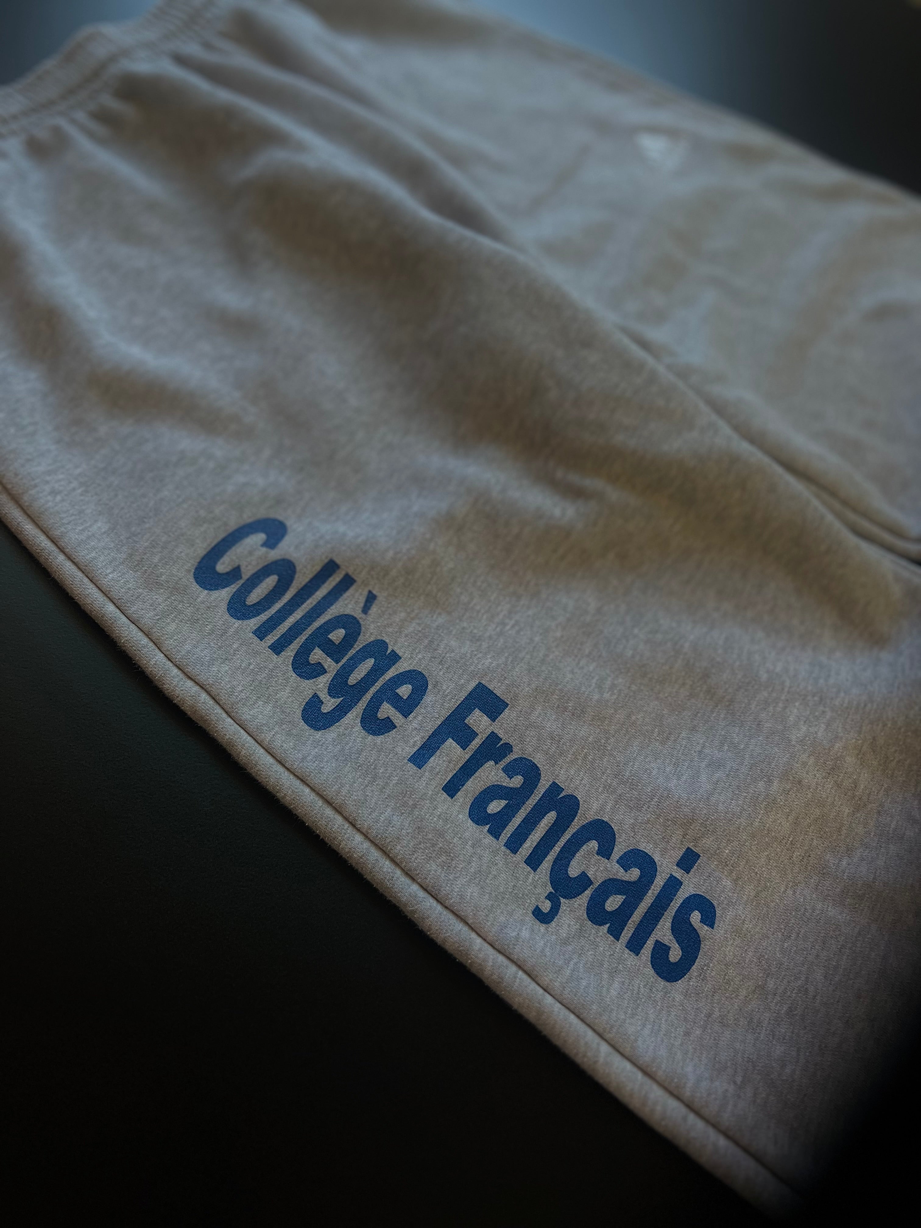 Adidas Vintage Joggers | Grey | Collège Français Print | Open Leg | S / M