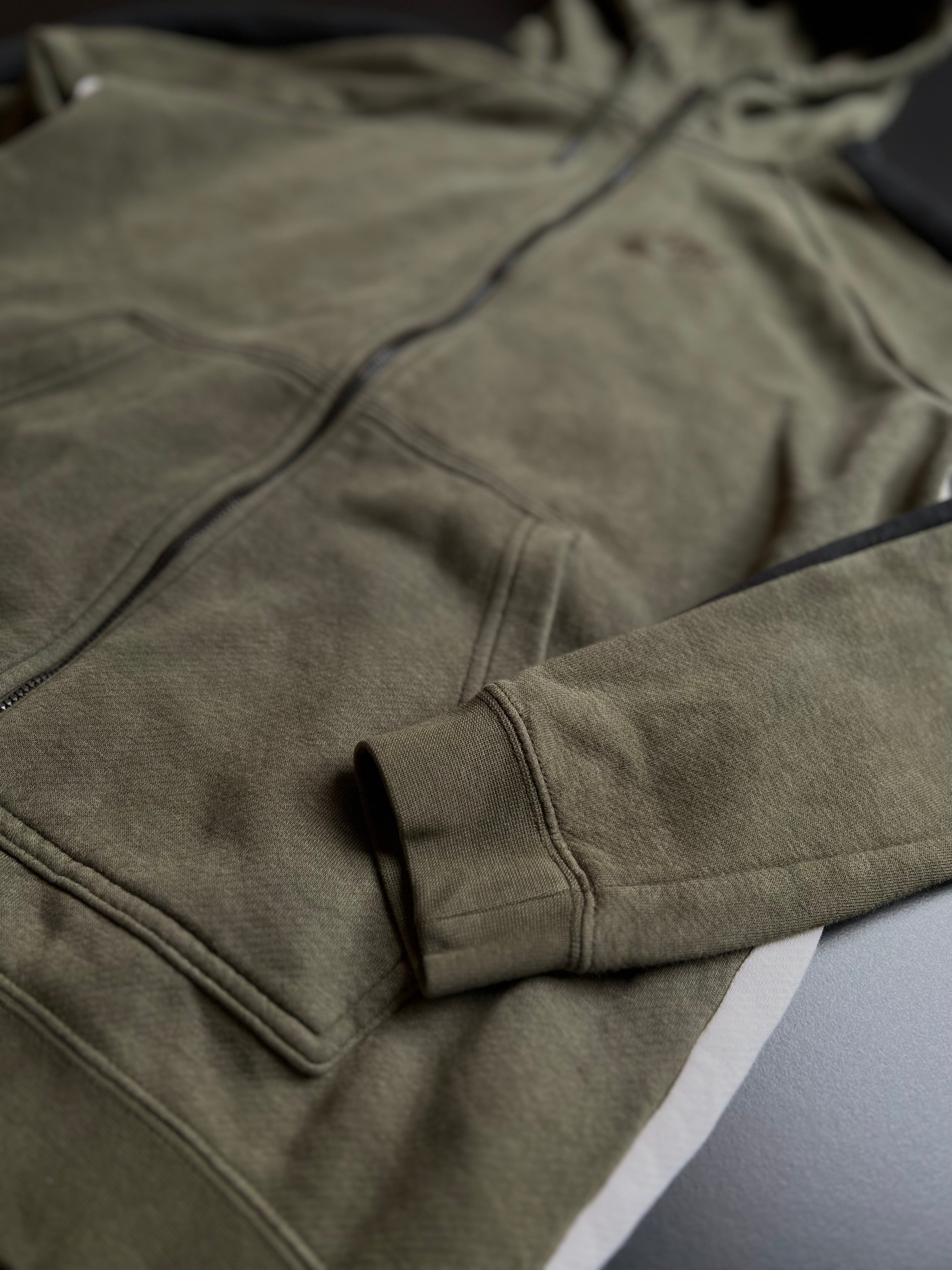 Nike Air Zip Hoodie | Khaki Black Colorblock | M
