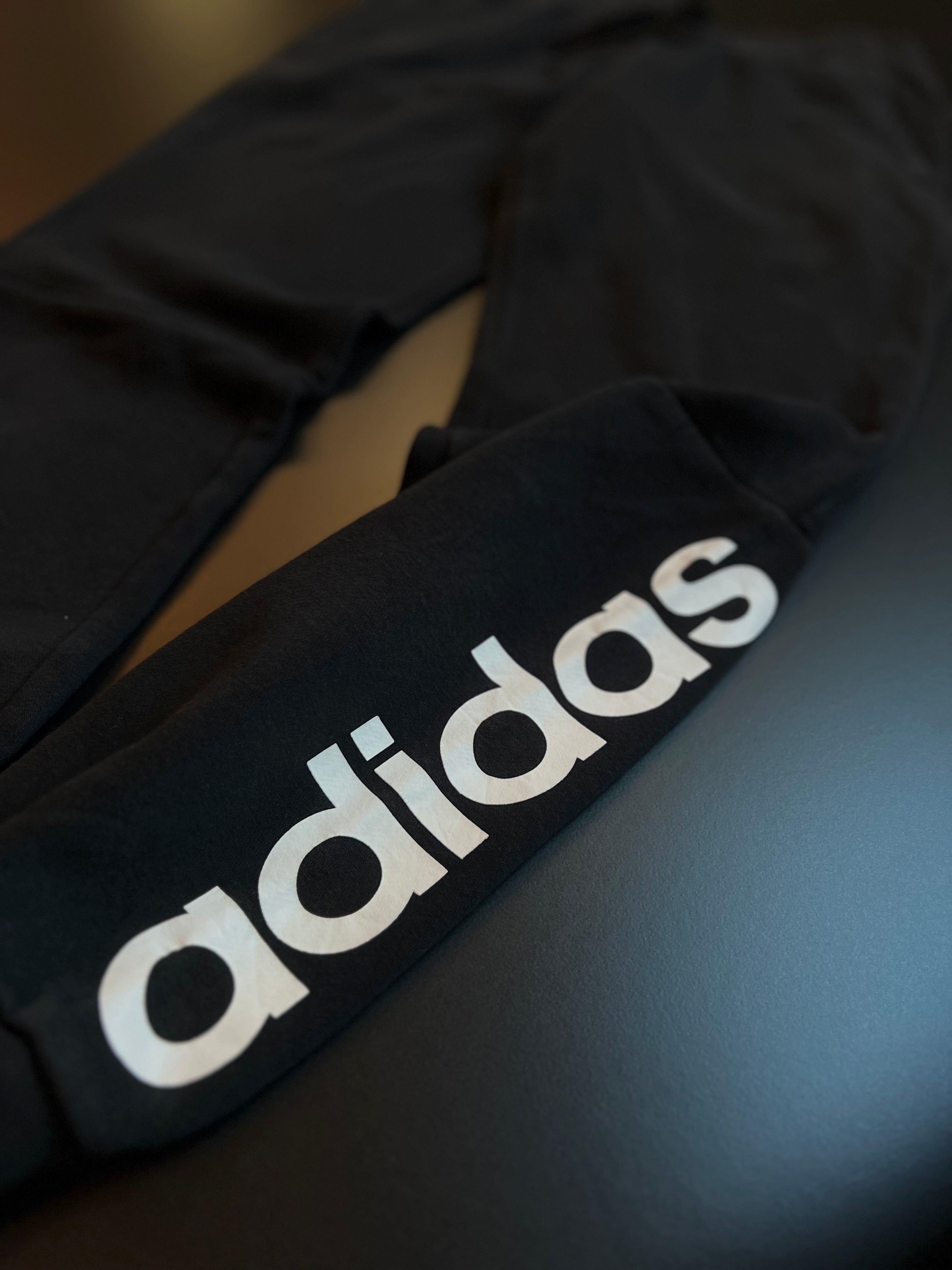 Adidas Vintage Joggers | Black | Side Logo Print | Tapered | S | Asia/US