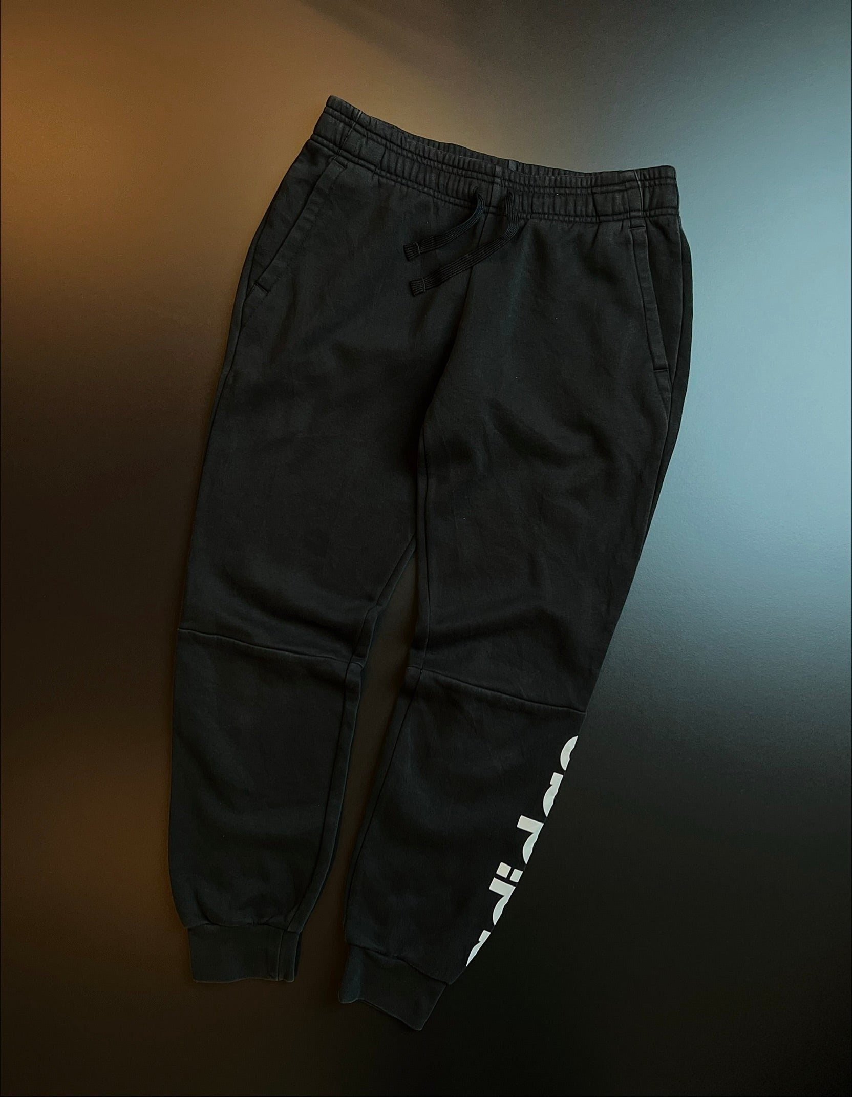Adidas Vintage Joggers | Black | Side Logo Print | Tapered | S | Asia/US