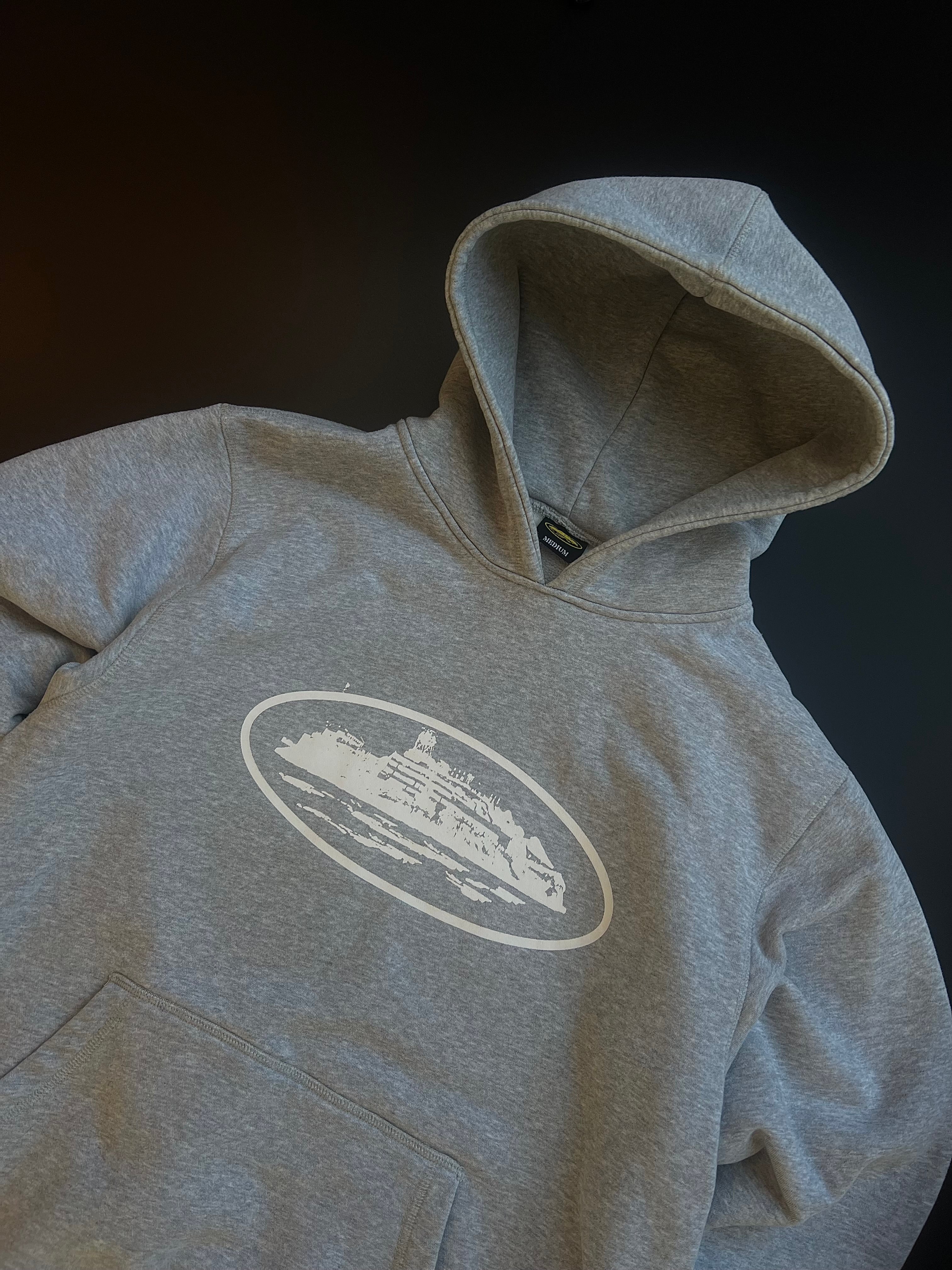 Corteiz Hoodie | Grey Melange | Alcatraz Logo | Oversized | M / L