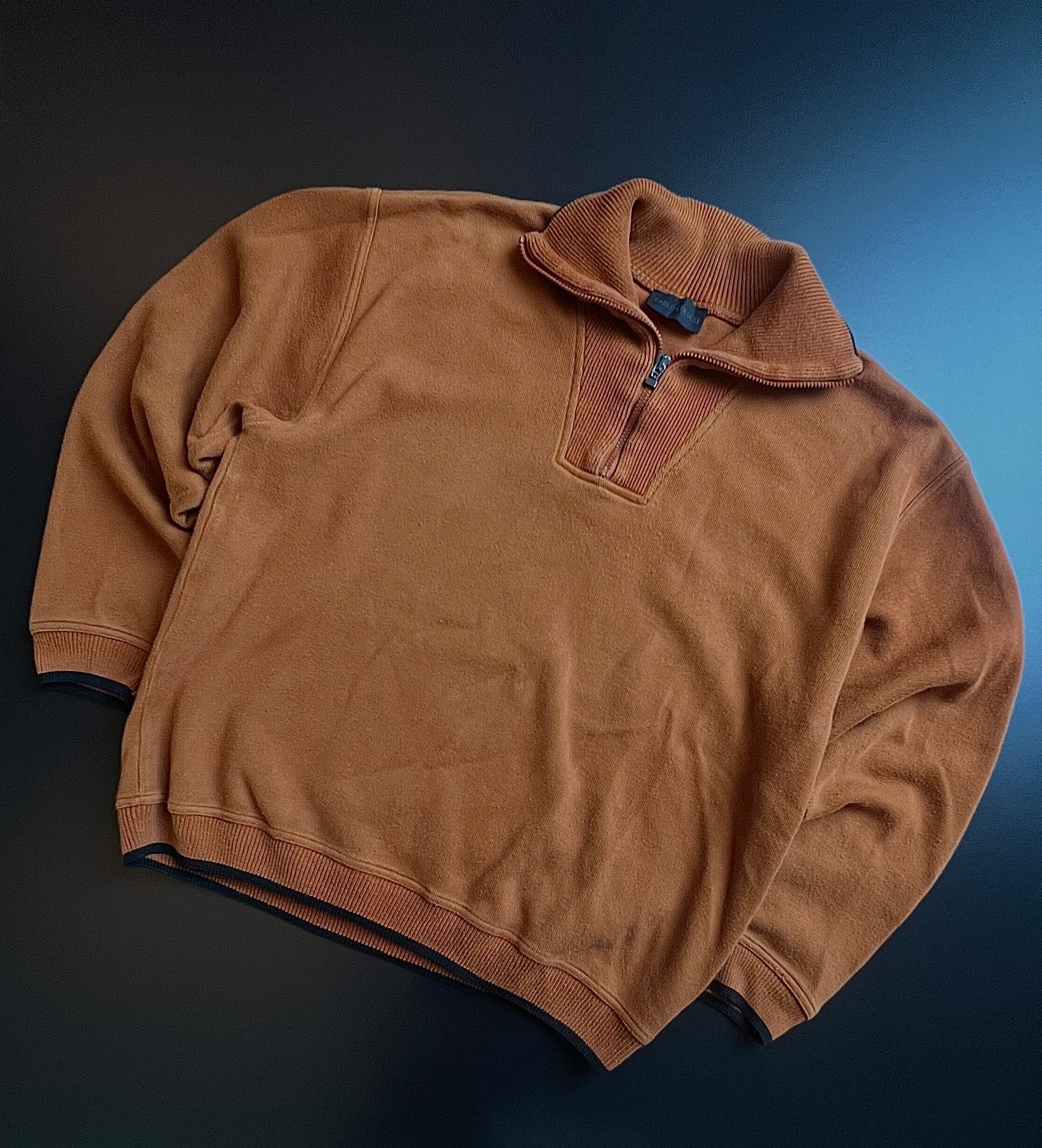 Carlo Colucci Vintage Sweater | Rust Brown | Half Zip | L | 90s