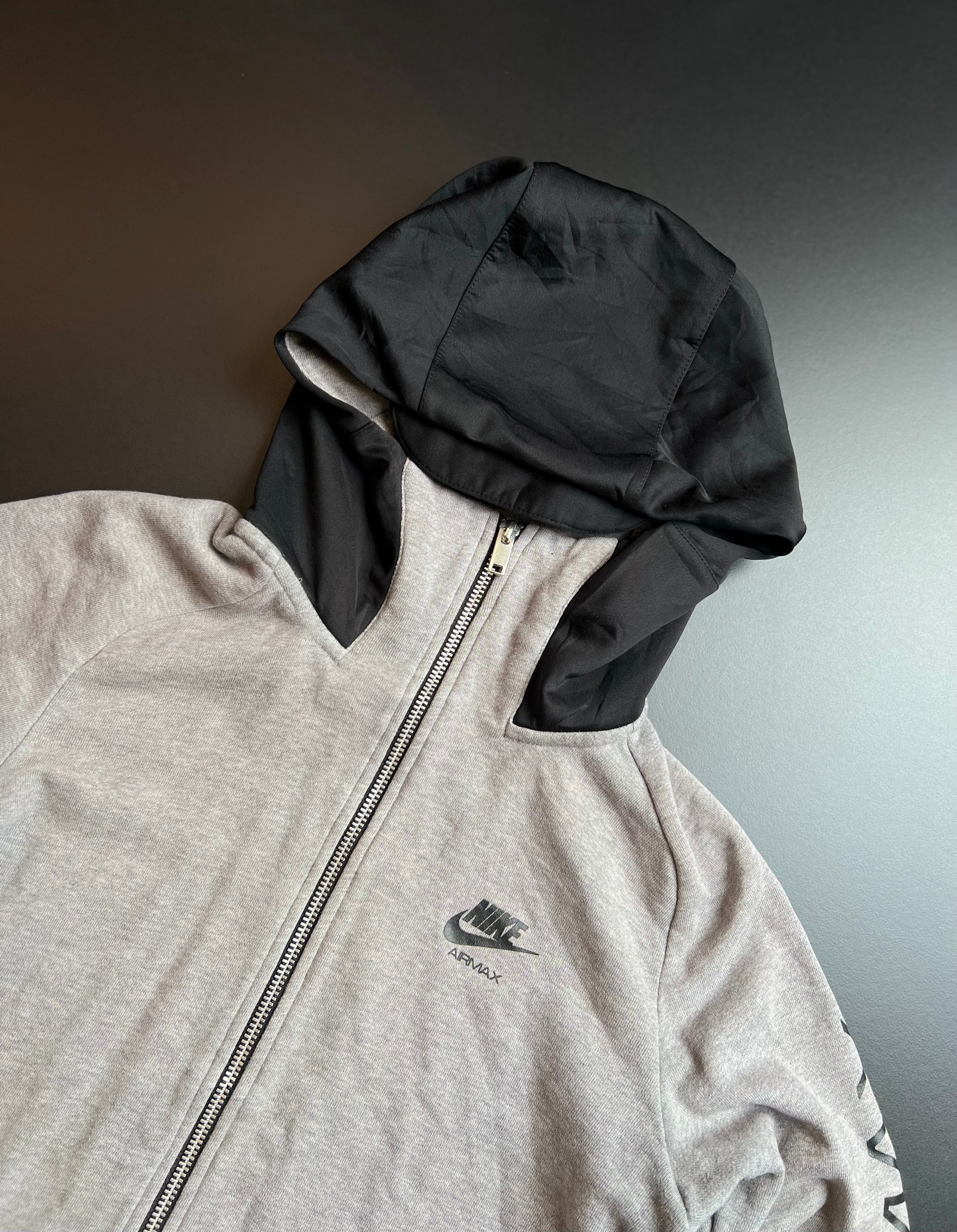 Nike Air Max Zip Hoodie | Grey Black | Contrasting Hood | S | Rare