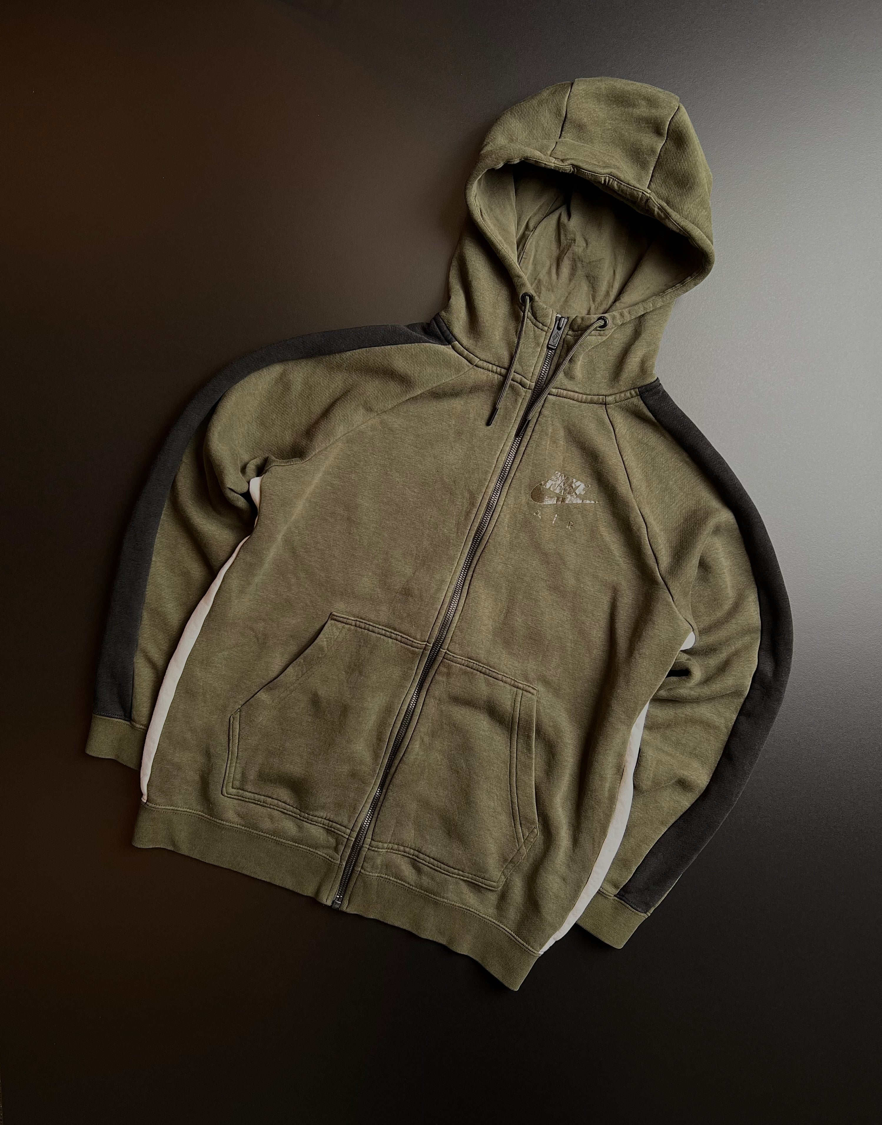 Nike Air Zip Hoodie | Khaki Black Colorblock | M