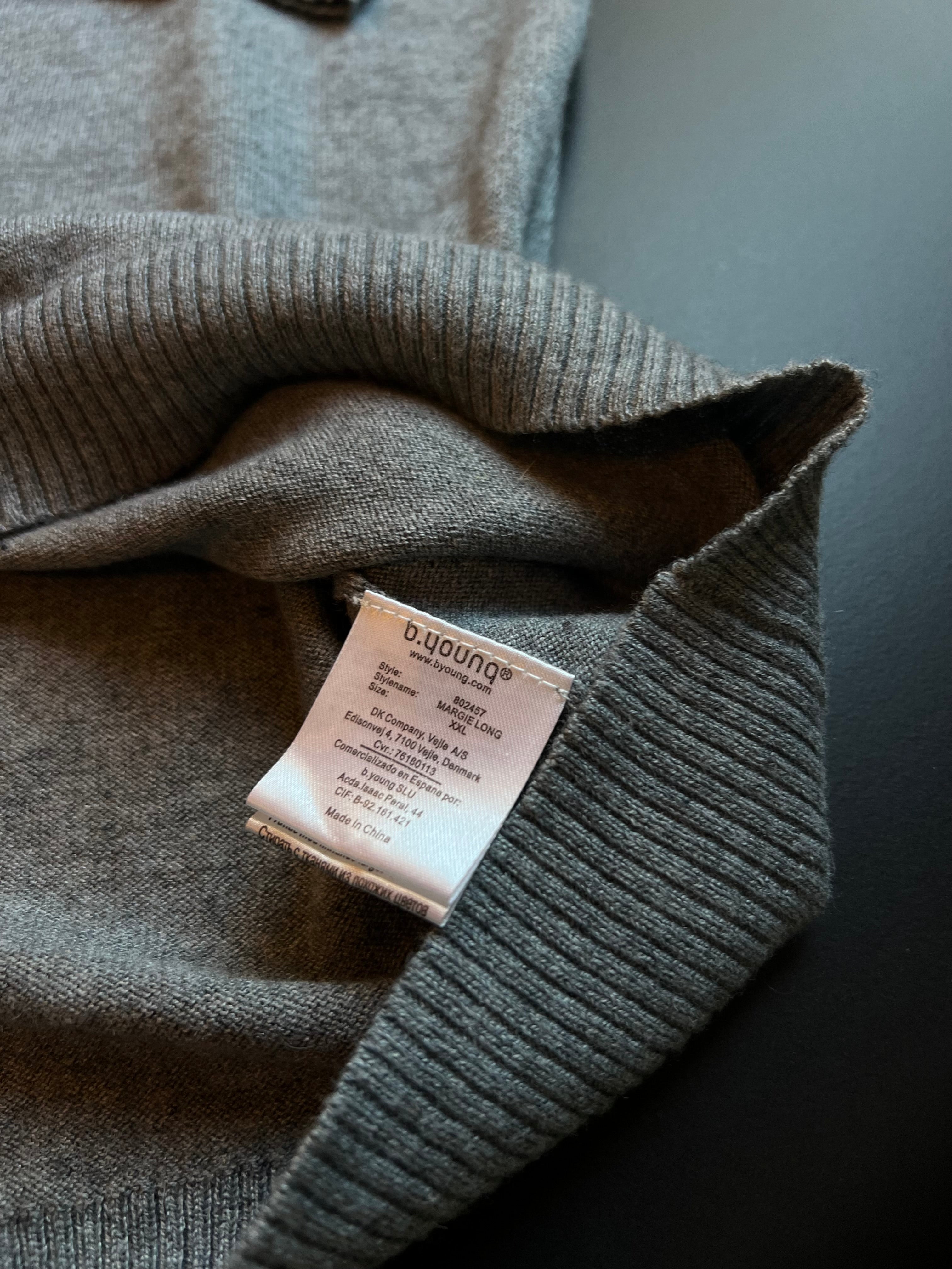 b.young Long Sweater | Grey | Center Seam Detail | XL