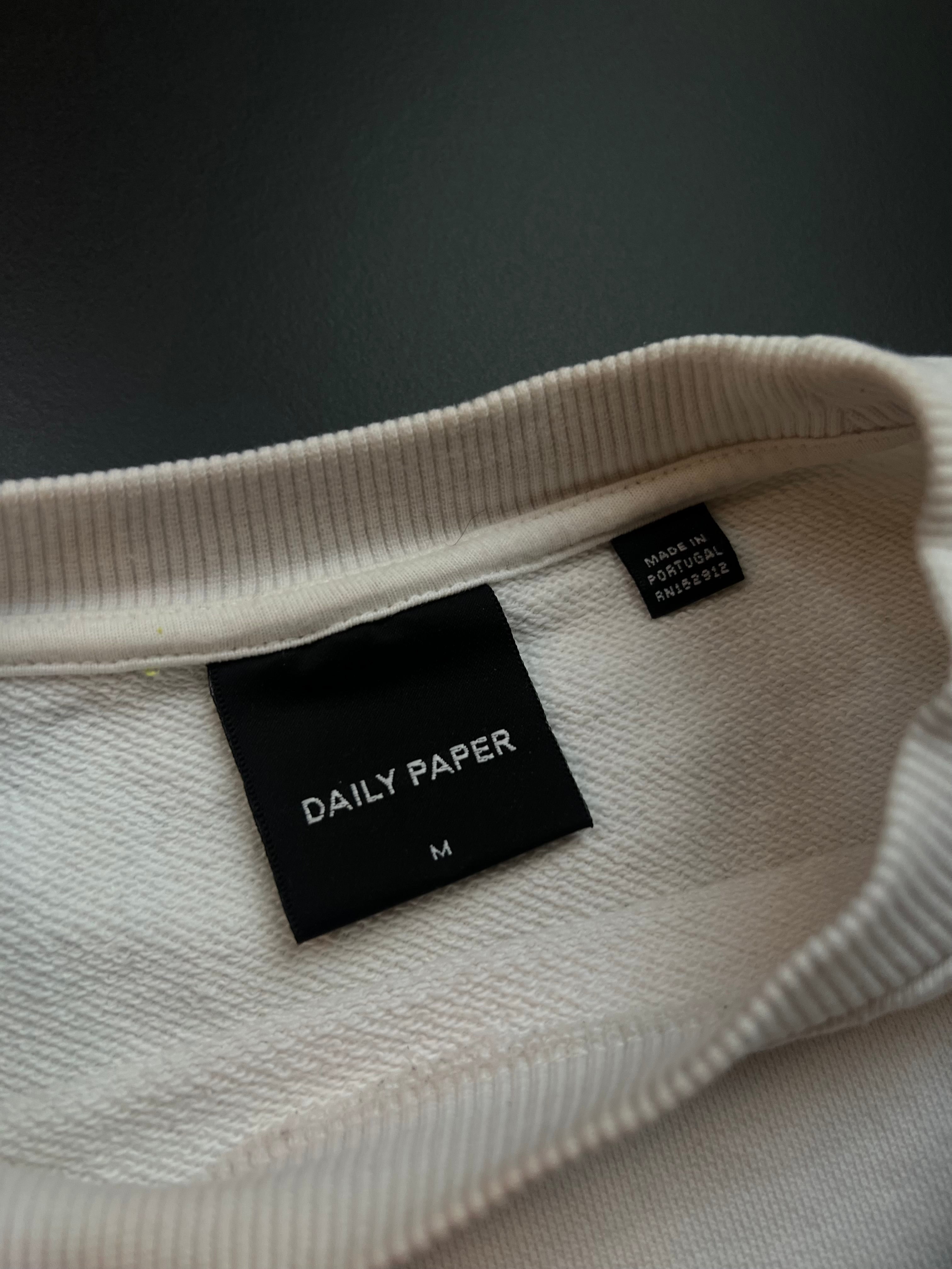 Cream white Daily Paper sweater with graphic print, showcasing a stylish design made in Portugal.