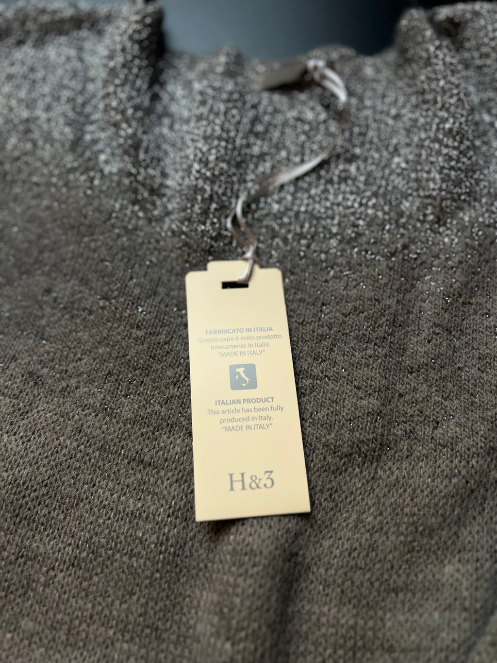 Grey H&3 Knit Jumper by KM Timless Vintage, featuring a relaxed fit and soft texture, displayed on a neutral background.