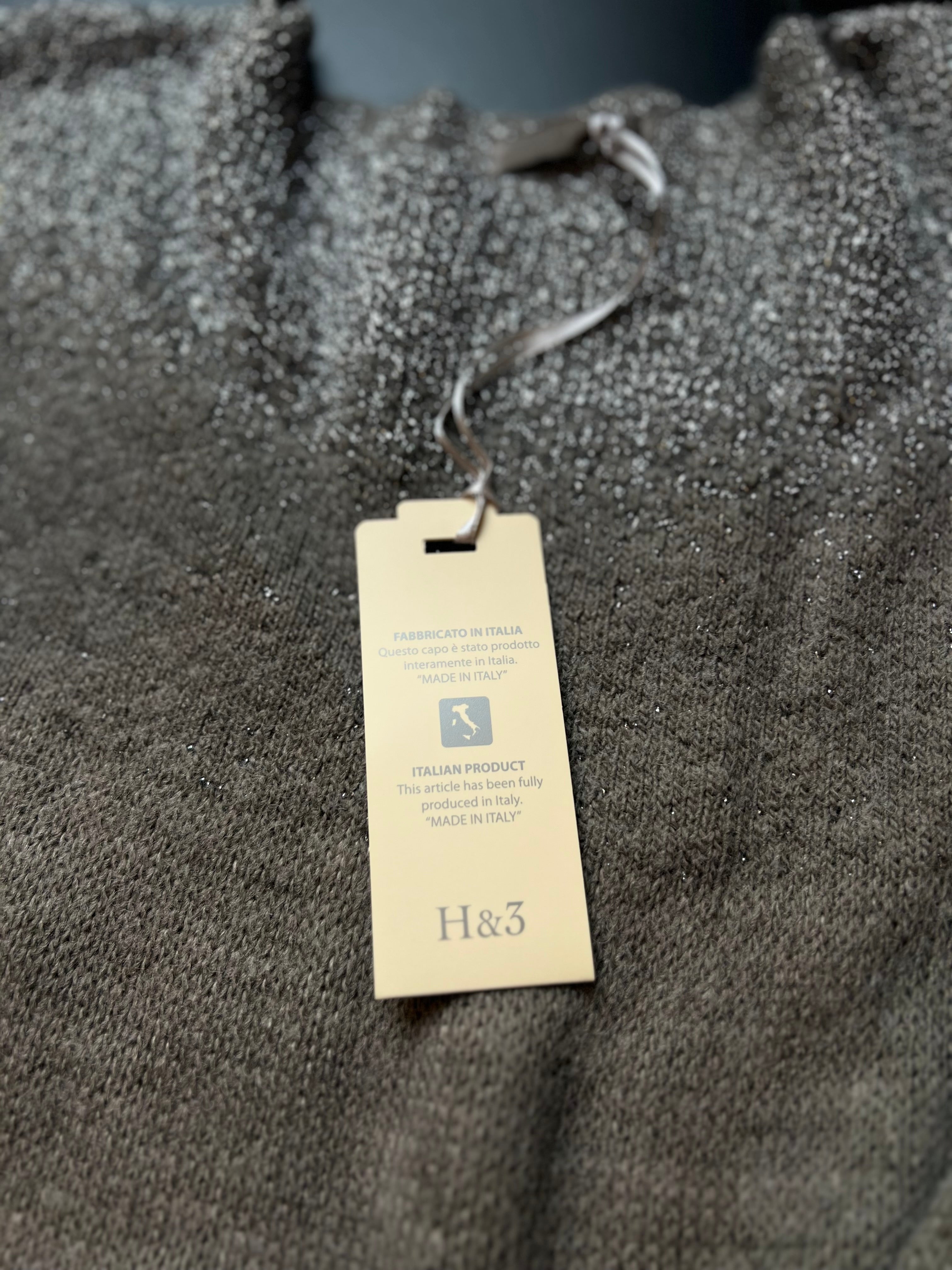 Grey H&3 Knit Jumper by KM Timless Vintage, featuring a relaxed fit and soft texture, displayed on a neutral background.