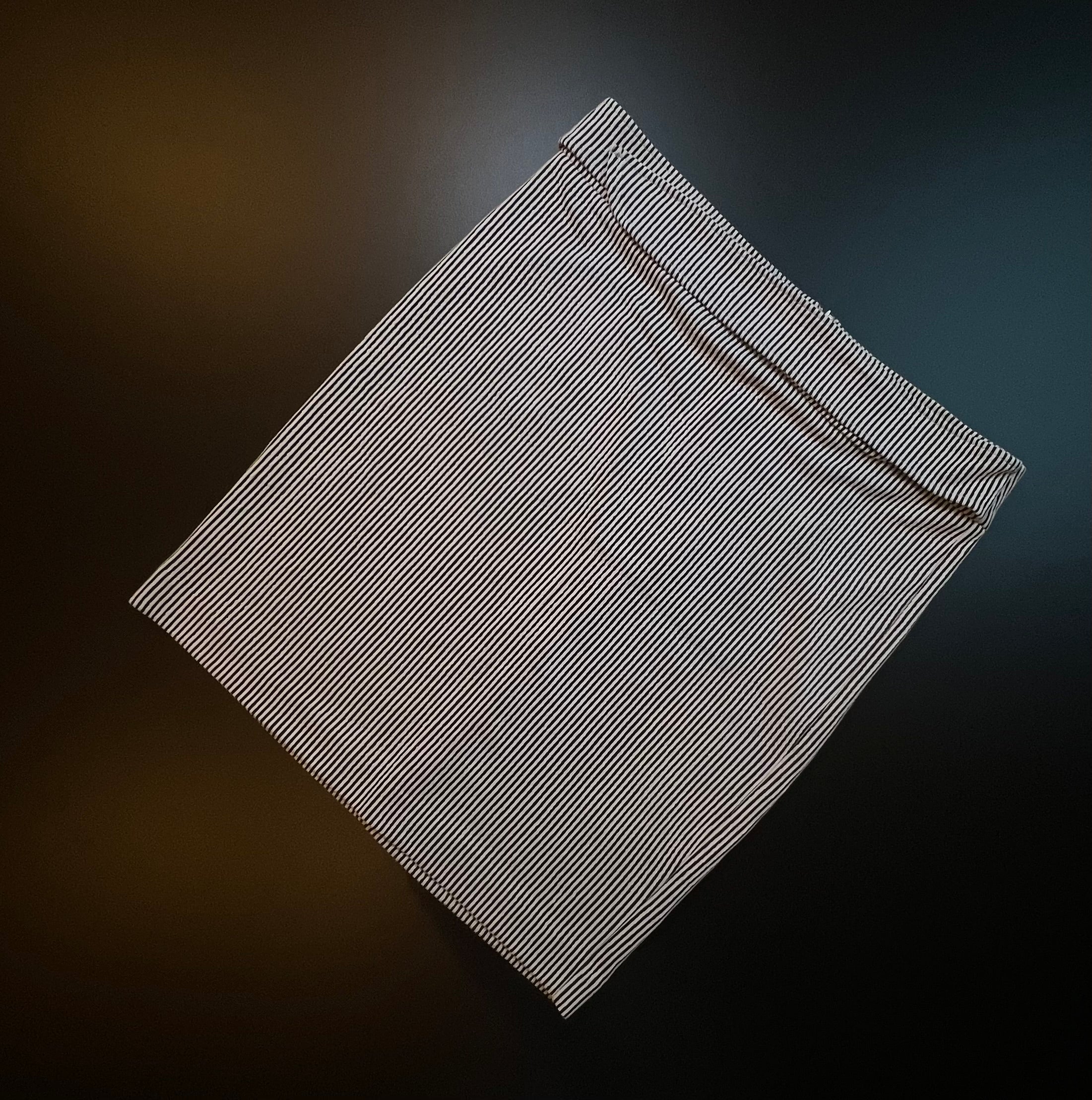 Black and white striped Ann Taylor Factory skirt, size 14P, showcasing a stylish design and flattering fit.